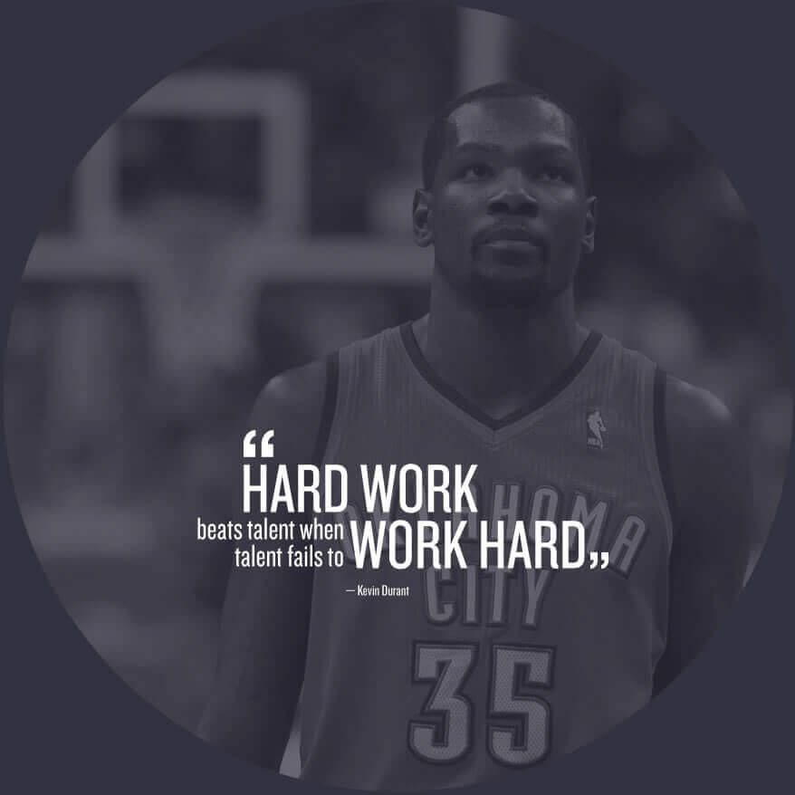Hard work beats talent when talent fails to work hard - Kevin Durant