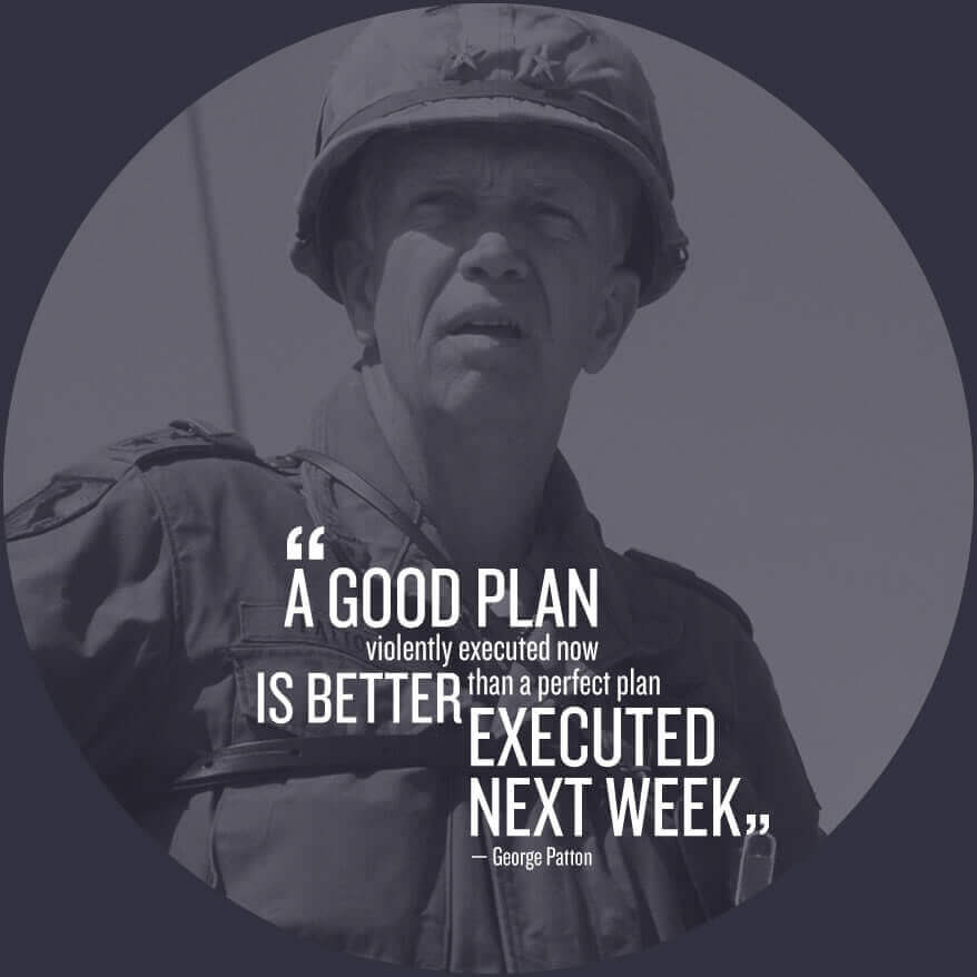 A good plan violently executed now is better than a perfect plan executed next week - George Patton